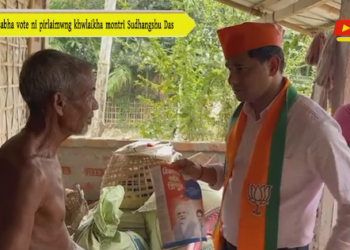 Loksabha vote ni pirlaimwng khwlaikha montri Sudhangshu Das